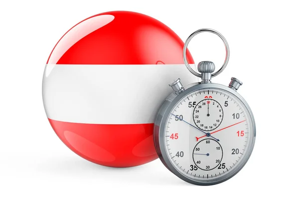 Stopwatch Flag Austria Rendering Isolated White Background — Stock Photo, Image