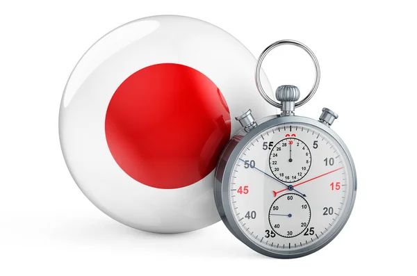 Cronômetro Com Bandeira Japão Renderização Isolada Fundo Branco — Fotografia de Stock