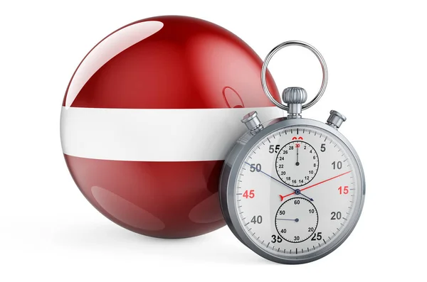 Cronômetro Com Bandeira Letônia Renderização Isolada Fundo Branco — Fotografia de Stock