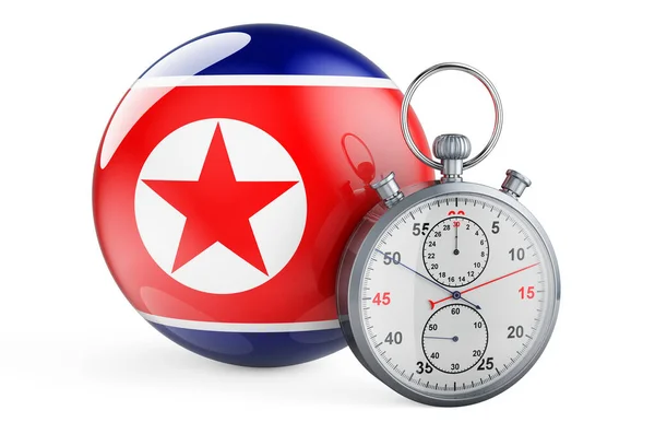 Stopwatch Flag North Korea Rendering Isolated White Background — 스톡 사진
