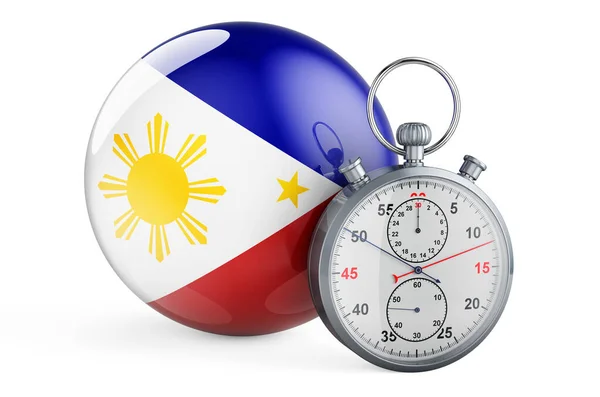 Χρονόμετρο Σημαία Φιλιππίνων Απόδοση Απομονώνονται Λευκό Φόντο — Φωτογραφία Αρχείου