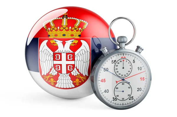 Chronomètre Avec Drapeau Serbie Rendu Isolé Sur Fond Blanc — Photo