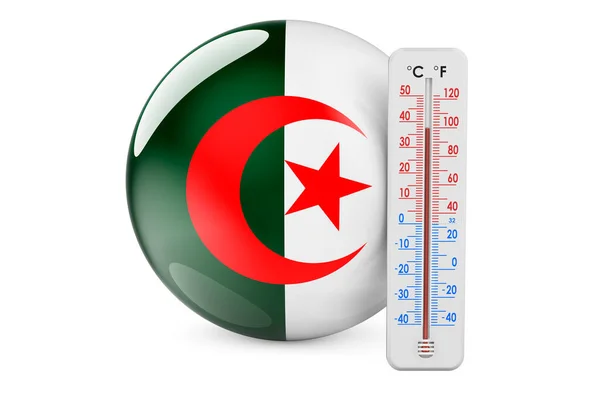 Termometro Con Bandiera Algerina Calore Algeria Concetto Rendering Isolato Sfondo — Foto Stock