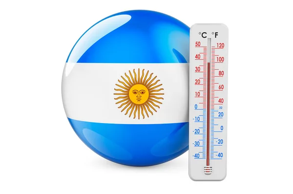 Termômetro Com Bandeira Argentina Calor Conceito Argentina Renderização Isolada Fundo — Fotografia de Stock