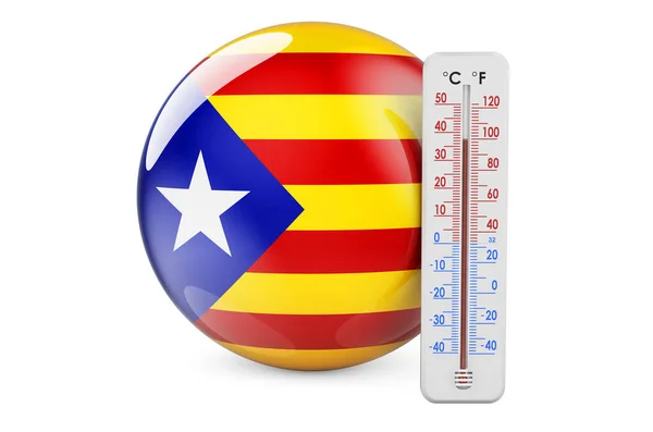 Termometro Con Bandiera Catalana Calore Catalogna Concetto Rendering Isolato Sfondo — Foto Stock