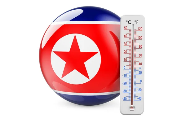 국기가 온도계 북한에서의 백인들에게 렌더링 — 스톡 사진
