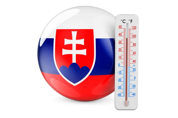 Termometr Flagą Słowacką Koncepcja Ciepła Słowacji Rendering Izolowany Białym Tle — Zdjęcie stockowe