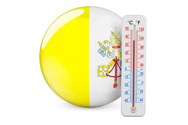 Termometer Med Vatikanens Flagga Värme Vatikanens Koncept Rendering Isolerad Vit — Stockfoto