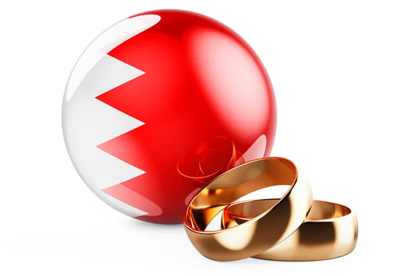 Bröllop Bahrain Koncept Bröllop Ringar Med Bahrain Flagga Rendering Isolerad — Stockfoto