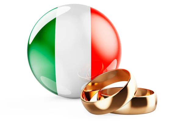 Bodas Irlanda Concepto Anillos Boda Con Bandera Irlandesa Representación Aislada — Foto de Stock