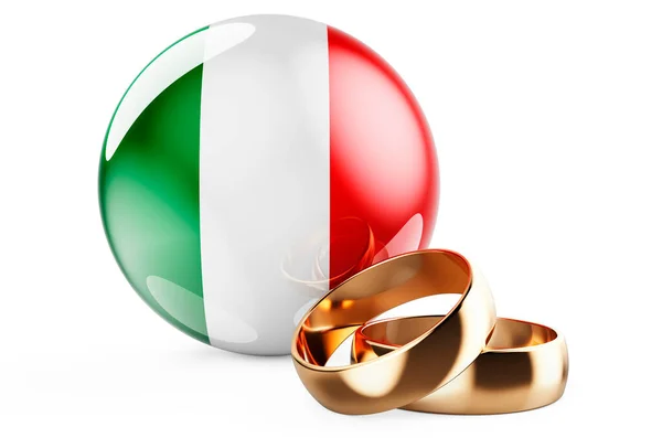 Весілля Італії Весілля Італійським Прапором Рендеринг Ізольований Білому Тлі — стокове фото
