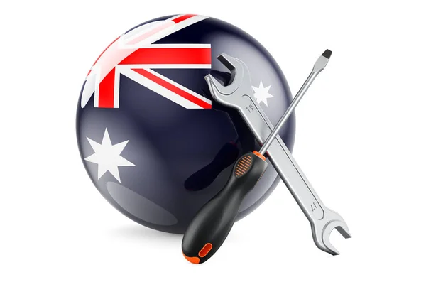 Service Repair Australia Concept Screwdriver Wrench Australian Flag Rendering Isolated — Stock Photo, Image