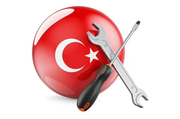 Service Und Reparatur Der Türkei Konzept Schraubendreher Und Schraubenschlüssel Mit — Stockfoto