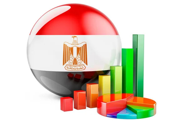 Egyptian Flag Growth Bar Graph Pie Chart Business Finance Economic — Stock Photo, Image