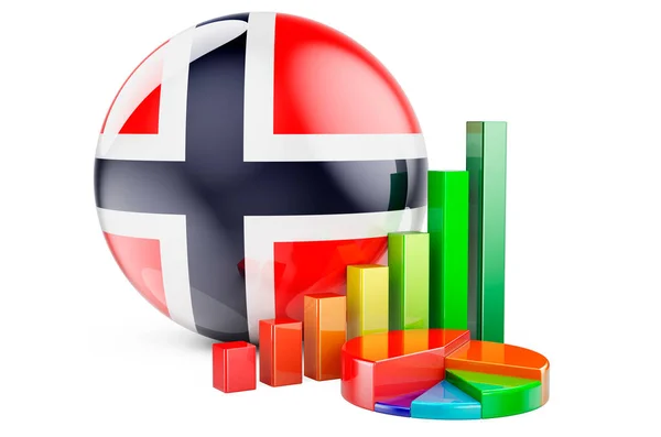 Norská Vlajka Grafem Růstového Sloupce Grafem Koláče Podnikání Finance Ekonomické — Stock fotografie