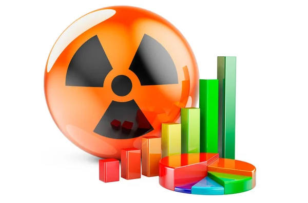 Símbolo Radiación Con Gráfico Barras Crecimiento Gráfico Circular Representación Aislada —  Fotos de Stock