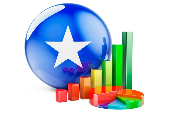 Bandera Somalí Con Gráfico Barras Crecimiento Gráfico Circular Negocios Finanzas —  Fotos de Stock