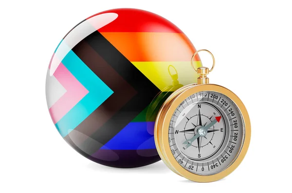 Compass Modern Lgbt Flag Rendering Isolated White Background — Stockfoto
