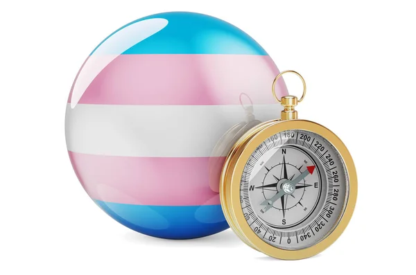 Compass Transgender Flag Rendering Isolated White Background — 스톡 사진