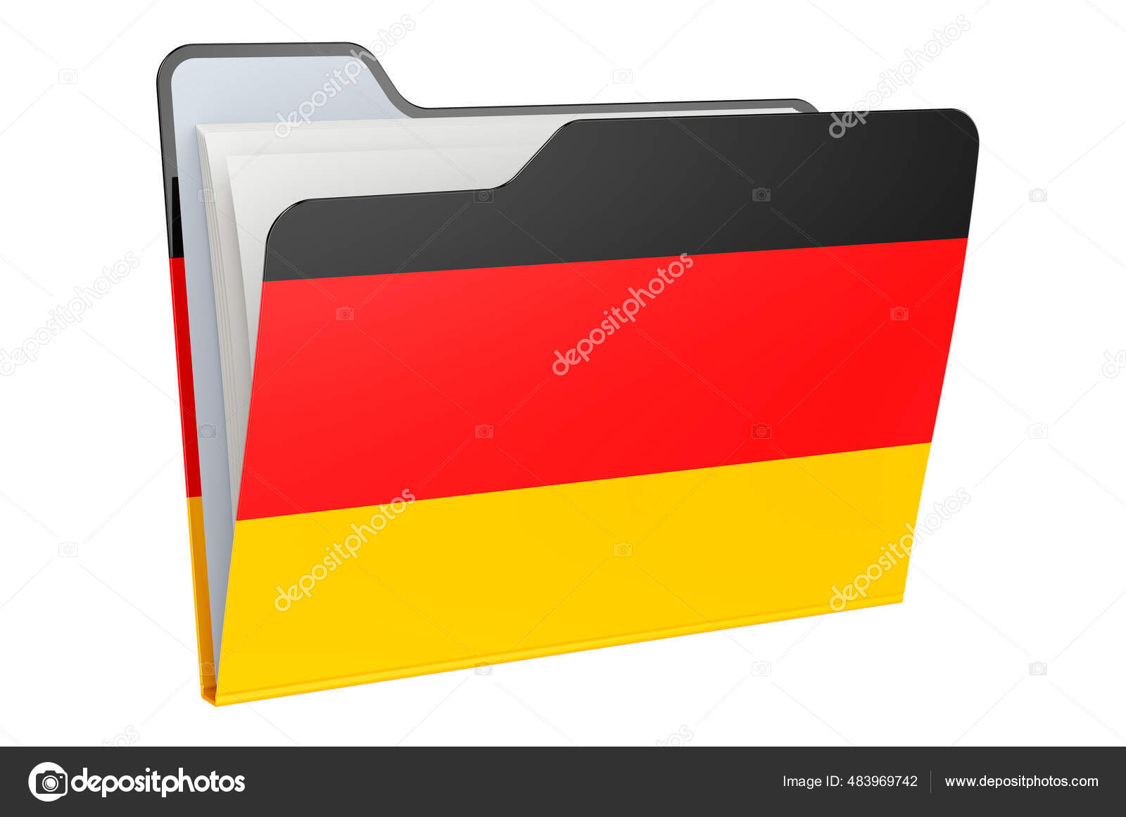 Computer Folder Icon German Flag Rendering Isolated White Background ...