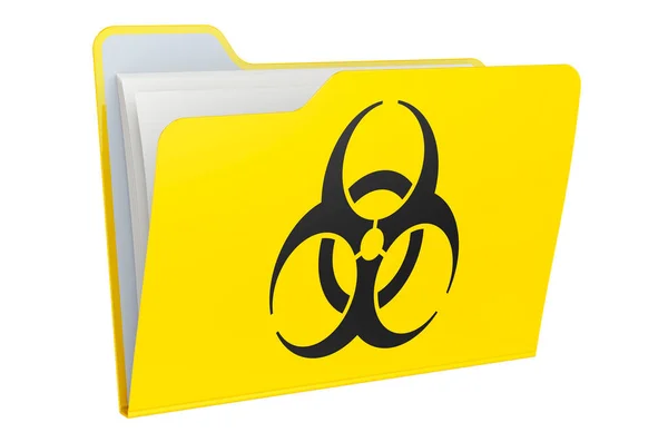 Computer Folder Icon Bio Hazard Symbol Rendering Isolated White Background — Stock Photo, Image