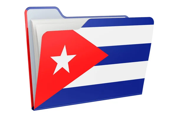 Ikona Složky Počítače Kubánskou Vlajkou Vykreslování Izolované Bílém Pozadí — Stock fotografie