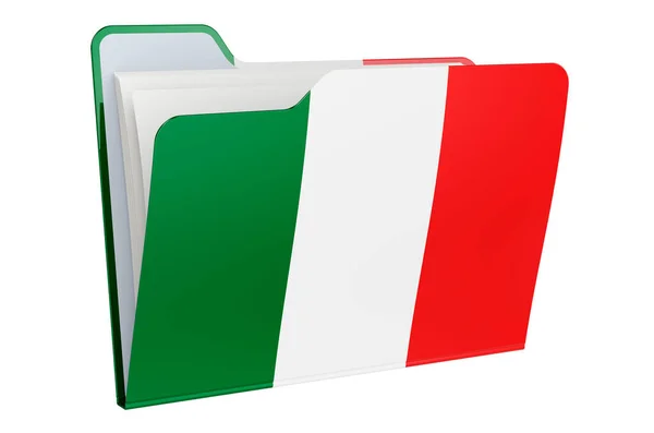 Ikona Složky Počítače Italskou Vlajkou Vykreslování Izolované Bílém Pozadí — Stock fotografie