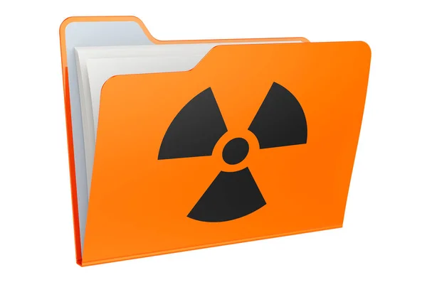Computer Folder Icon Radiation Symbol Rendering Isolated White Background — Stock Photo, Image