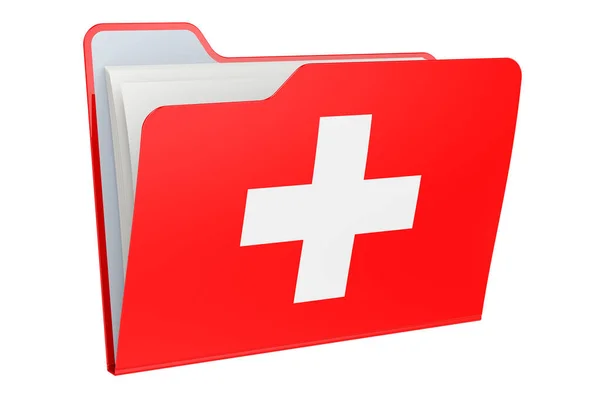 Icono Carpeta Ordenador Con Bandera Suiza Representación Aislada Sobre Fondo —  Fotos de Stock