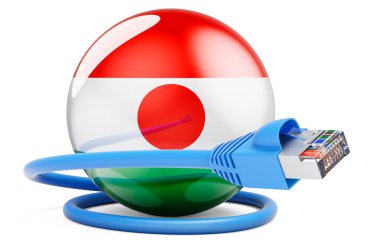 Internet connection in Nigeria. Lan cable with Nigerian flag. 3D rendering isolated on white background