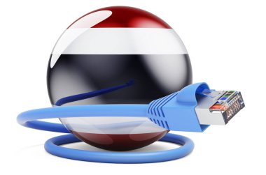 Internet connection in Thailand. Lan cable with Thai flag. 3D rendering isolated on white background