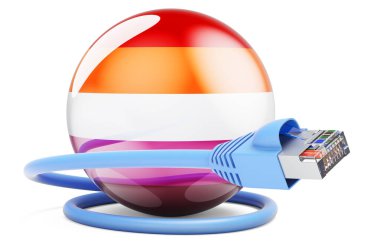 Network lan cable with Lesbian flag. 3D rendering isolated on white background