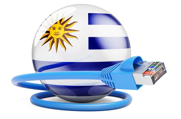 Internet Connection Uruguay Lan Cable Uruguayan Flag Rendering Isolated White — Fotografia de Stock