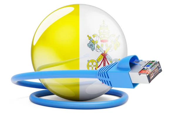 Internet Connection Vatican Lan Cable Vatican Flag Rendering Isolated White — Foto Stock