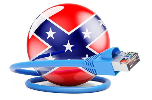 Red Lan Cable Con Bandera Los Estados Confederados América Representación — Foto de Stock