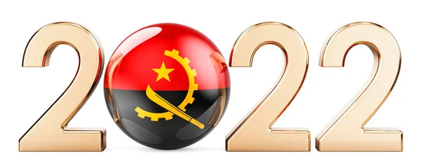 2022 Ангольським Прапором Рендеринг Ізольований Білому Тлі — стокове фото