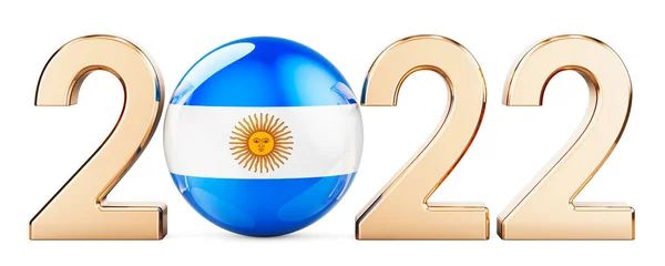 2022 Com Bandeira Argentina Renderização Isolada Fundo Branco — Fotografia de Stock