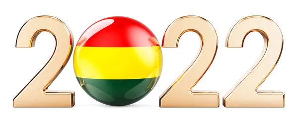 2022 Flagą Boliwijską Renderowanie Białym Tle — Zdjęcie stockowe