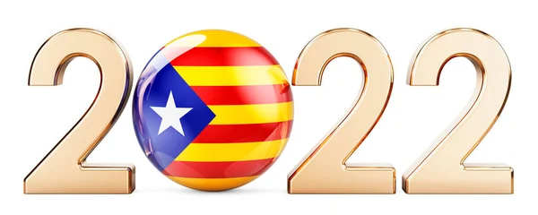 2022 Con Bandiera Catalana Rendering Isolato Sfondo Bianco — Foto Stock