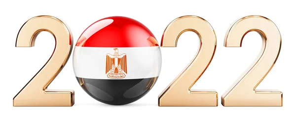 2022 Egipską Flagą Renderowanie Izolowane Białym Tle — Zdjęcie stockowe