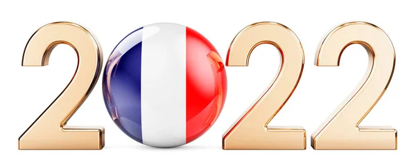 2022 Francia Zászló Renderelés Elszigetelt Fehér Háttér — Stock Fotó