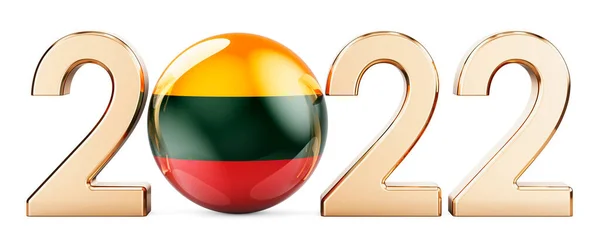 2022 Flagą Litewską Renderowanie Białym Tle — Zdjęcie stockowe