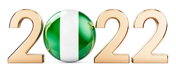 2022 Nigeryjską Flagą Renderowanie Izolowane Białym Tle — Zdjęcie stockowe