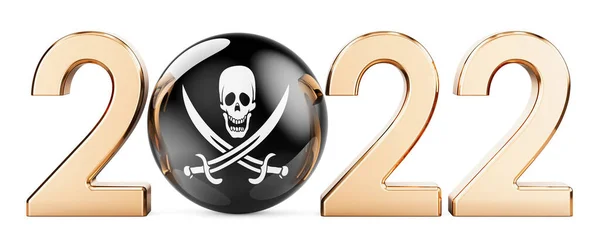 2022 Flagą Piratów Rendering Izolowany Białym Tle — Zdjęcie stockowe