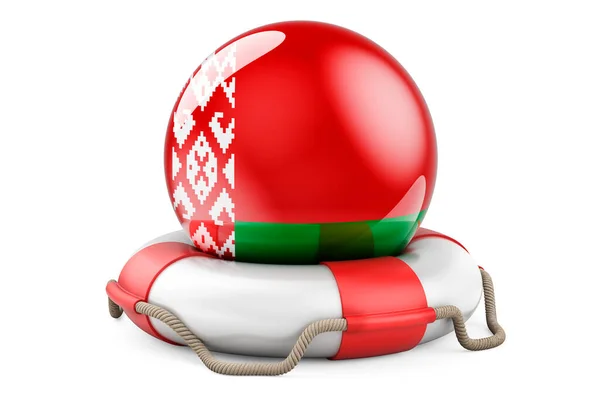 Pas Ratunkowy Białoruską Flagą Bezpieczny Pomoc Ochrona Białoruski Koncepcja Rendering — Zdjęcie stockowe