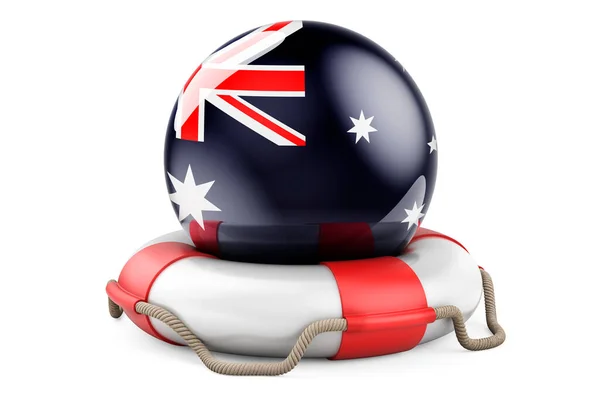 Lifebelt Australian Flag Safe Help Protect Australia Concept Rendering Isolated — Stock Photo, Image