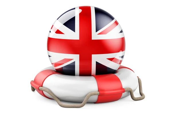 Спасательный Пояс Британским Флагом Безопасность Помощь Защита Концепции Великобритании Рендеринг — стоковое фото