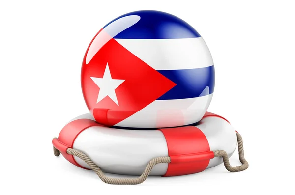 Küba Bayraklı Can Yeleği Güvenli Küba Kavramına Yardım Koruma Beyaz — Stok fotoğraf