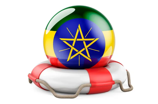 에티오피아 국기가 라이프 전하고 도움이 에티오피아 개념을 합니다 백인들에게 렌더링 — 스톡 사진