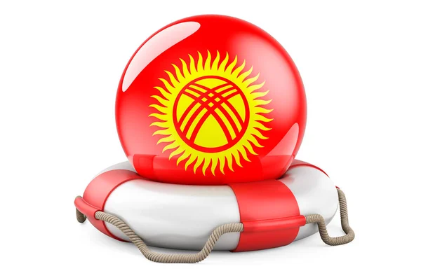 Kırgız Bayraklı Can Yeleği Kırgızistan Kavramının Korunması Korunması Korunması Beyaz — Stok fotoğraf